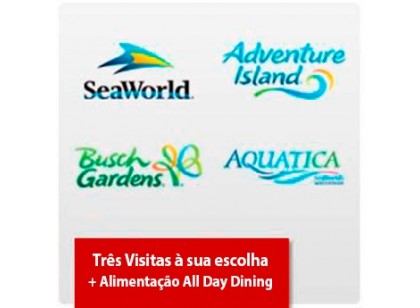 SeaWorld Parks (2 visitas + Uma grátis) + Plano de Alimentação para os 3 dias